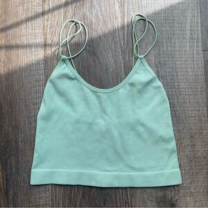 Mint Green Ribbed Crop Top